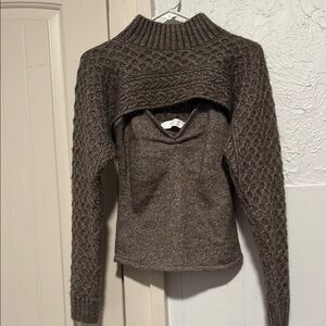 Women's Brown Cable Knit Sweater